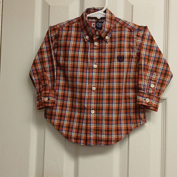 Kids Plaid and Solid Dress Shirts Set Bundle Of 3, Chaps, Carters bt Kid 18M - Picture 2 of 15